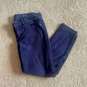 J Crew Toothpick Skinny Dark Blue Corduroy Pants Women’s Size 29